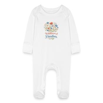 Wildflowers of Freedom - Baby Organic Sleepsuit with Scratch Mitts - white - Front