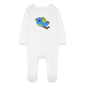 Little Blue Bird - Baby Organic Sleepsuit with Scratch Mitts - white - Front