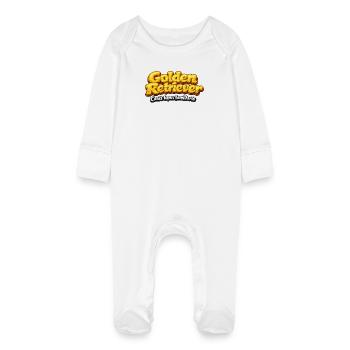 Golden Retriever – typografisches Design - Baby Bio-Schlafanzug mit Kratzhandschuhen - Weiß - Vorne
