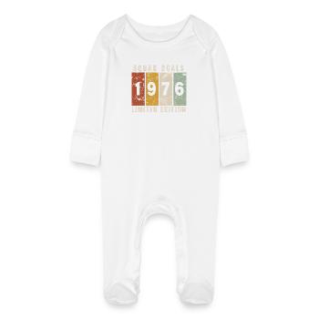 Anniversary 1976 - 50 years - Baby Organic Sleepsuit with Scratch Mitts - white - Front