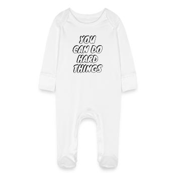 You can do hard things  - motivational quote - Baby Organic Sleepsuit with Scratch Mitts - white - Front