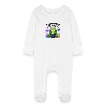 Experimenting My Future Frog Shirt Cute Science Te - Baby Organic Sleepsuit with Scratch Mitts - white - Front