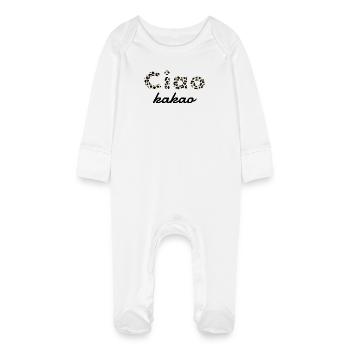 Ciao Cocoa Shirt – Drôle de Dicton avec Imprimé Lion - Grenouillère bio avec gants Bébé - blanc - Devant