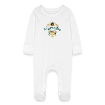 Marseille 1993 - Vintage Écusson - Grenouillère bio avec gants Bébé - blanc - Devant