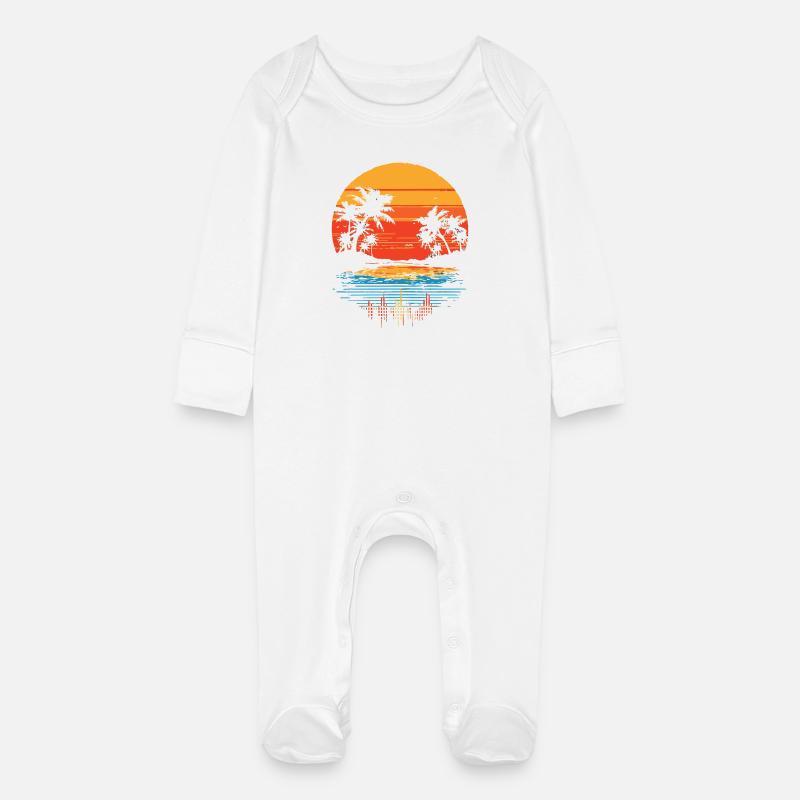 Beach Retro - Grenouillère bio avec gants Bébé - blanc