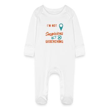 I'm Not Suspicious I'm Geocaching Funny Design - Baby Bio-Schlafanzug mit Kratzhandschuhen - Weiß - Vorne