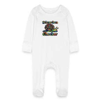 Schnecken Checker Regenbogen - Baby Bio-Schlafanzug mit Kratzhandschuhen - Weiß - Vorne