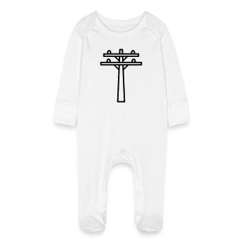 power pole - Baby Organic Sleepsuit with Scratch Mitts - white - Front