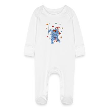 Astronaut Ninja Shirt - Baby Organic Sleepsuit with Scratch Mitts - white - Front
