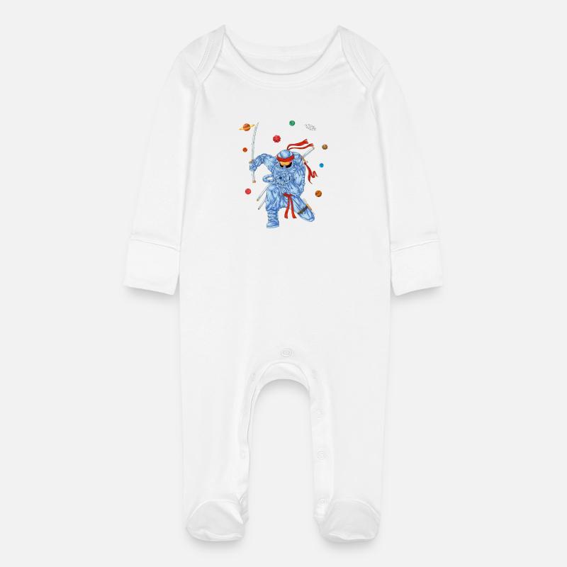 Chemise Ninja Astronaute - Grenouillère bio avec gants Bébé - blanc