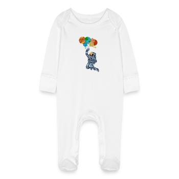 Maillot des Ballons de la planète Astronaute - Grenouillère bio avec gants Bébé - blanc - Devant