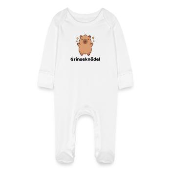 Grinseknödel - Baby Bio-Schlafanzug mit Kratzhandschuhen - Weiß - Vorne