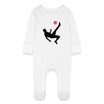 Dynamic overhead kick football - Baby Organic Sleepsuit with Scratch Mitts - white - Front