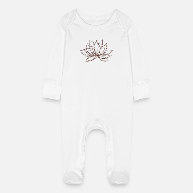 fleur de lotus - Grenouillère bio avec gants Bébé - blanc