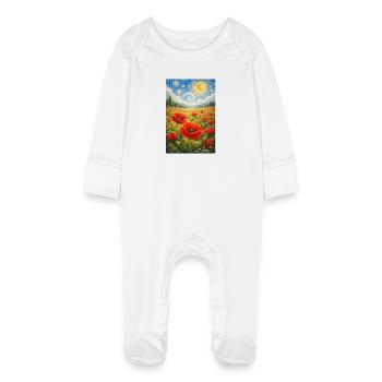 Poppy Starry Night - Baby Organic Sleepsuit with Scratch Mitts - white - Front