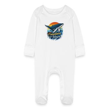 Freedom for Hope - Wal Sundowner - Baby Bio-Schlafanzug mit Kratzhandschuhen - Weiß - Vorne