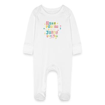 Jésus t’aime, message positif - Grenouillère bio avec gants Bébé - blanc - Devant