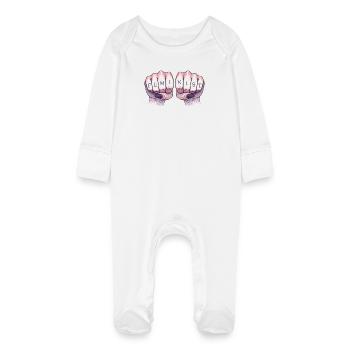 Poings féministes - Grenouillère bio avec gants Bébé - blanc - Devant