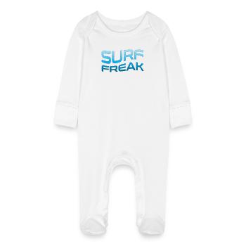 Surf Freak Blue Wave Style - Baby Organic Sleepsuit with Scratch Mitts - white - Front