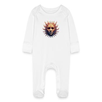 Sun Goddess Mask - Baby Organic Sleepsuit with Scratch Mitts - white - Front