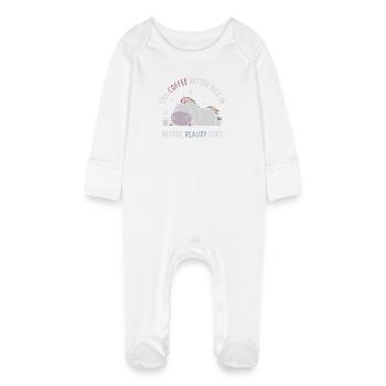 Le café avant la réalité - Grenouillère bio avec gants Bébé - blanc - Devant