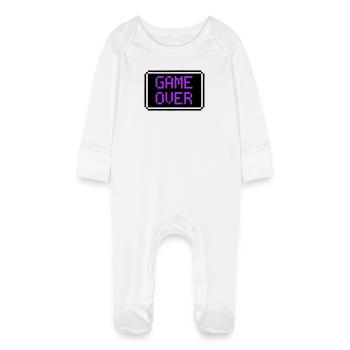 Game Over Shield Rétro Gamer - Grenouillère bio avec gants Bébé - blanc - Devant