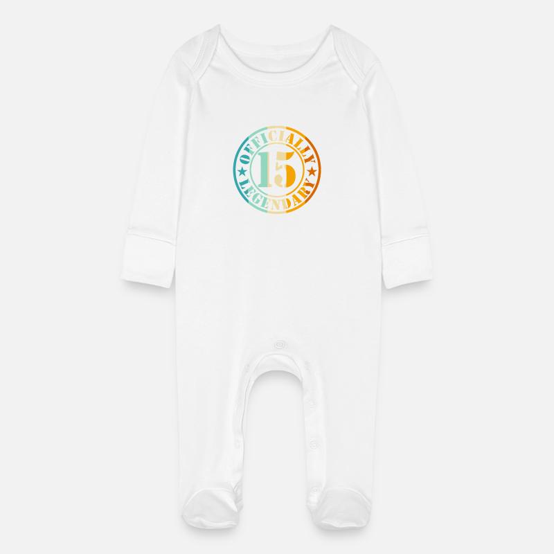 15. Geburtstag Junge Mädchen Legende Level 15 - Baby Bio-Schlafanzug mit Kratzhandschuhen - Weiß