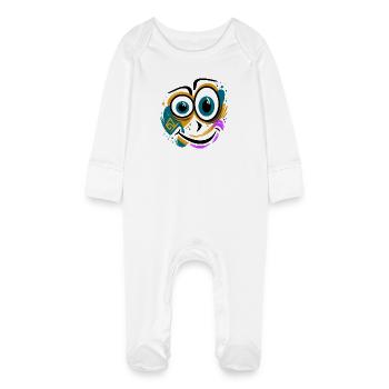 Drôle de visage éclaboussé - Grenouillère bio avec gants Bébé - blanc - Devant