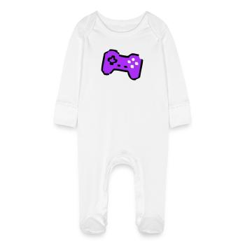  Schräger Retro Controller Gamer - Baby Bio-Schlafanzug mit Kratzhandschuhen - Weiß - Vorne