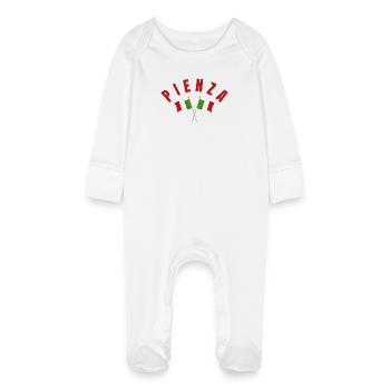 Pienza Italian Flags Emblem - Baby Organic Sleepsuit with Scratch Mitts - white - Front