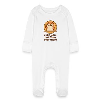Je t’aime bien | Humour à distance - Grenouillère bio avec gants Bébé - blanc - Devant