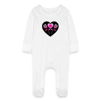 Roses - Grenouillère bio avec gants Bébé - blanc - Devant