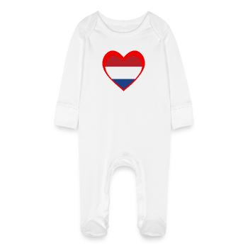 Nederland Hart – Liefde voor Nederland - Grenouillère bio avec gants Bébé - blanc - Devant