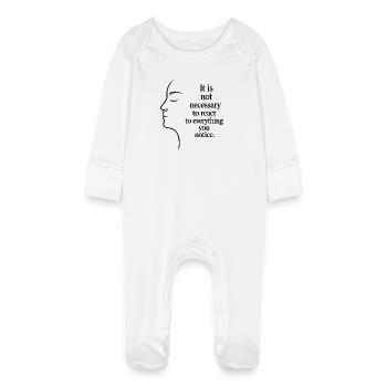 Observation without reaction - Baby Organic Sleepsuit with Scratch Mitts - white - Front