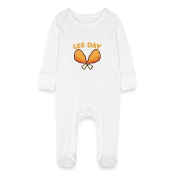 C’est le design drôle de la salle de sport en poulet et culottes de la journée des jambes - Grenouillère bio avec gants Bébé - blanc - Devant