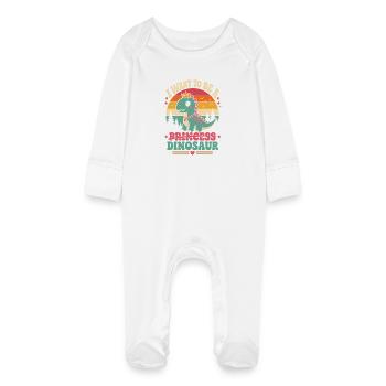Princess Dino Wish - Baby Organic Sleepsuit with Scratch Mitts - white - Front