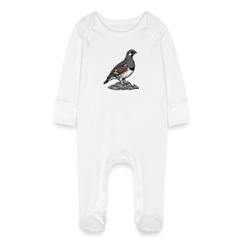 Red Partridge Nature Bird Red-legged Partridge - Baby Organic Sleepsuit with Scratch Mitts - white - Front