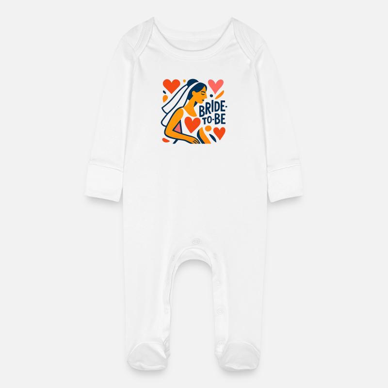Bride to Be - Baby Organic Sleepsuit with Scratch Mitts - white