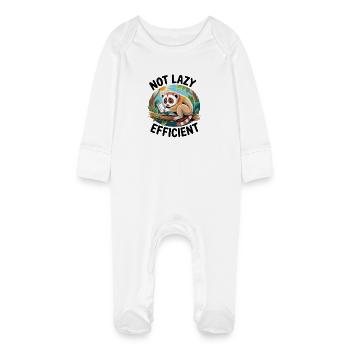 Pas paresseux | Lori prune efficace - Grenouillère bio avec gants Bébé - blanc - Devant