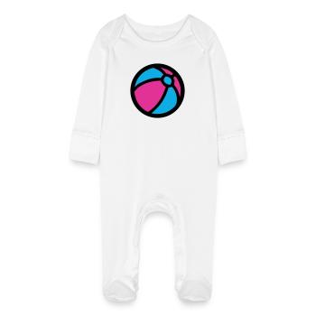 Wasserball Strand Sommer Icon - Baby Bio-Schlafanzug mit Kratzhandschuhen - Weiß - Vorne