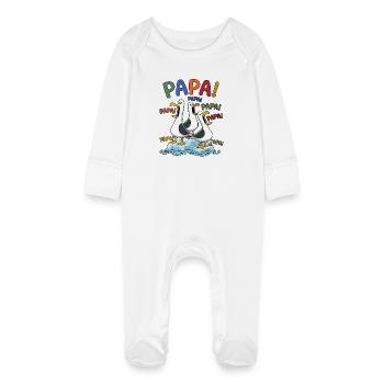 Daddy Mouettes sur la bande glacée - Conception de bandes dessinées - Grenouillère bio avec gants Bébé - blanc - Devant