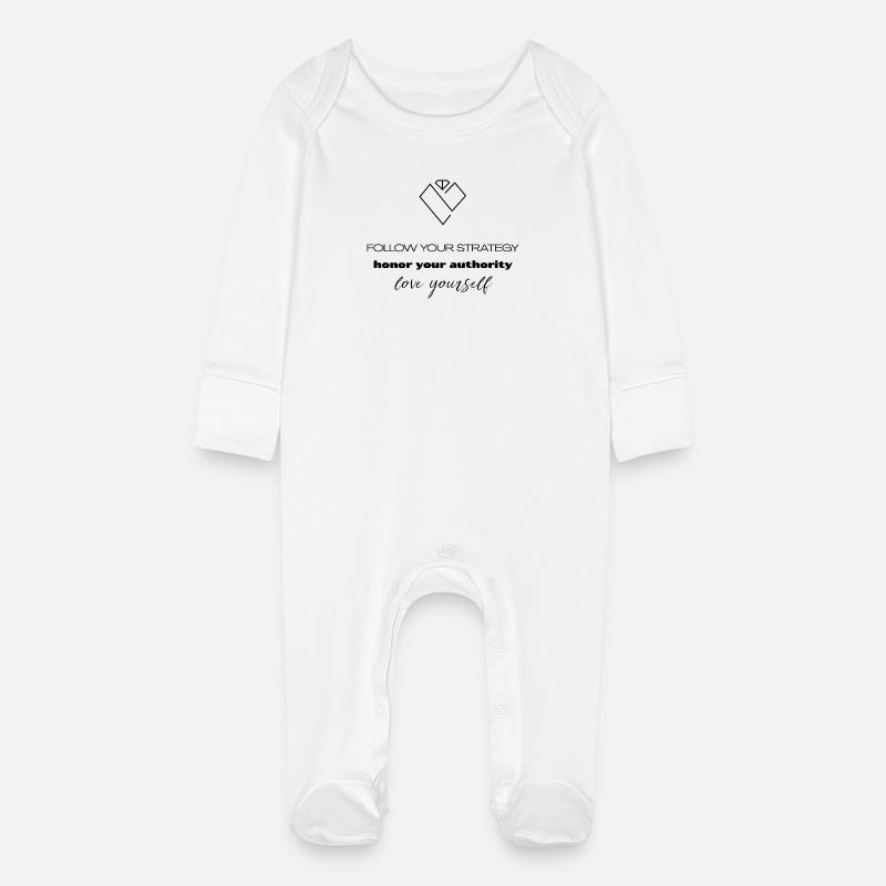 Strategy & Authority - Self-Love - Baby Organic Sleepsuit with Scratch Mitts - white