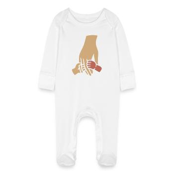 Family Baby Hands Togetherness - Baby Organic Sleepsuit with Scratch Mitts - white - Front