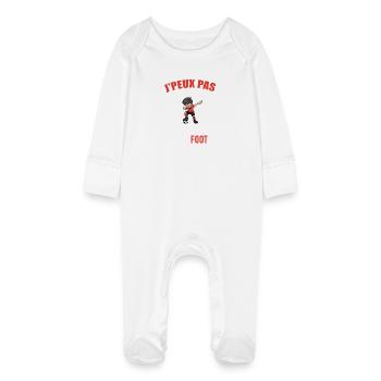 J'Peux Pas J Ai Foot Football Enfant Garçon - Grenouillère bio avec gants Bébé - blanc - Devant