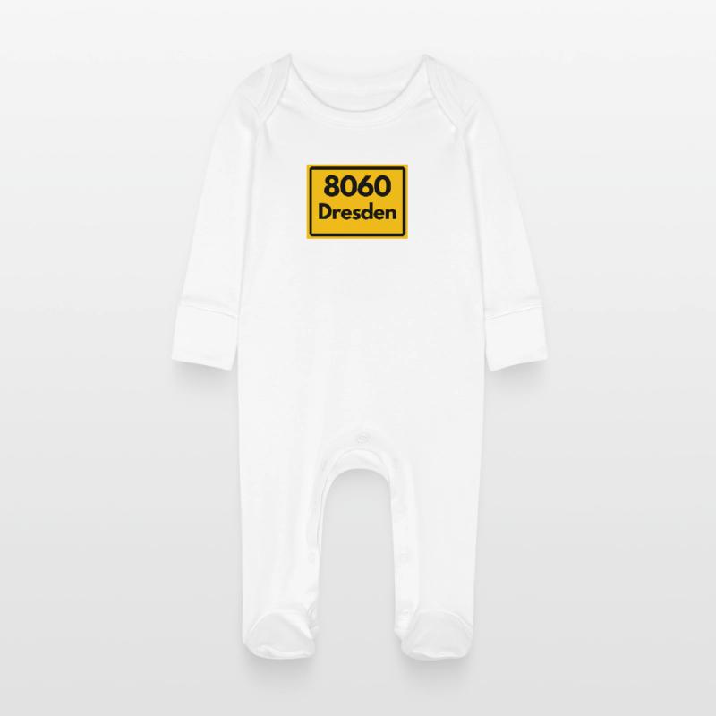 OLD POSTCODE ZIP CODE 8060 DRESDEN SAXONY Baby Organic Sleepsuit with Scratch Mitts