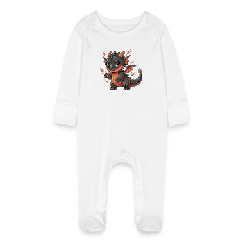 Lava Dragon Cuddly Hero - Baby Organic Sleepsuit with Scratch Mitts - white - Front