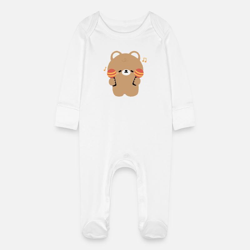Bear Maraca Beat - Grenouillère bio avec gants Bébé - blanc