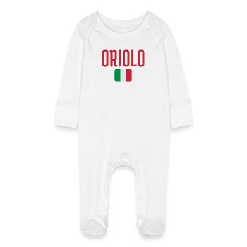 Oriolo Italian Flag - Baby Organic Sleepsuit with Scratch Mitts - white - Front