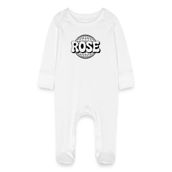 Rose Disco Sphère - Grenouillère bio avec gants Bébé - blanc - Devant