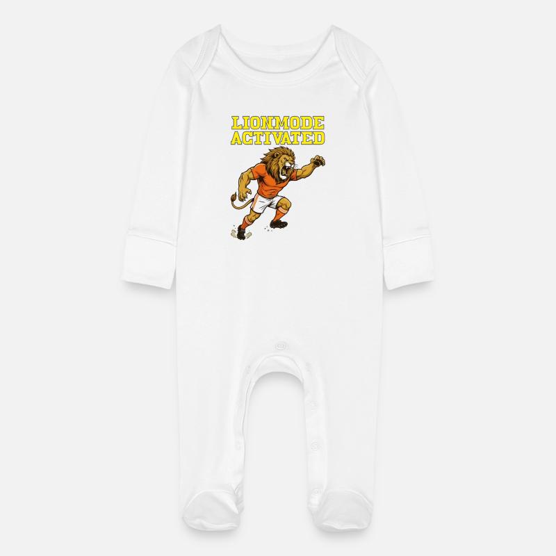 LionModeActivated - Grenouillère bio avec gants Bébé - blanc